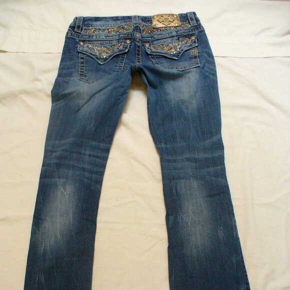 Miss Me Blue Boot Cut Jeans with Gold Accents - Picture 9 of 9